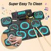 Electronic Drum Set,9 Electric Drum Practice Pad with Headphone Jack,Roll-up Pad Machine Built-in Speaker Drum Pedals Sticks