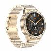 Smart Watch Bluetooth Call AI Voice 1.43inch AMLOED HD Large Screen Heart Rate Outdoor Sport Men Women Smartwatch Steel wristband Col. Gold