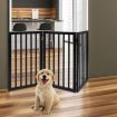 3 Panels Wooden Pet Gate Dog Fence Black 2000x 3MM