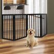 4 Panels Wooden Pet Gate Dog Fence Black 600x 3MM