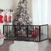 4 Panels Wooden Pet Gate Dog Fence Black 600x 3MM