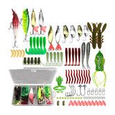 Fishing Lures Kit, 94Pcs Spoon Lures, Soft Plastic Worms, Frog Lures, Bait Tackle Kit for Bass, Trout, Salmon for Freshwater and Saltwater
