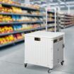 Folding Shopping Trolley Cart Portable Rolling Grocery Basket Wheel White