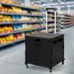 Folding Shopping Trolley Cart Portable Rolling Grocery Basket Wheel Black