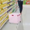 Folding Shopping Trolley Cart Portable Rolling Grocery Basket Wheel Pink