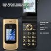 4G Senior Flip Phone Unlocked, Dual SIM Card Big Phone Clear Sound Seniors Cell Phone for Elderly Gifts, E Book, Dual Screen, SOS (Gold)