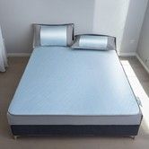 200*220cm 3p Set Luxurious Viscose Fiber Bedding Mat Pillow Case Summer Cool Feeling Silky Bedding Mat Pillow CaseBreathable Antibacterial Foldable Washable Soft