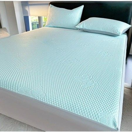 120*200cm 2p Set  Wrap Around  Bedding Mat  Summer Cool Feeling Silky Pillow Case Bean-shaped massage Breathable Antibacterial Foldable Washable