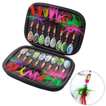 16 PCS Spinner Baits Kit for Bass Trout Salmon, Freshwater Fishing Lures Set