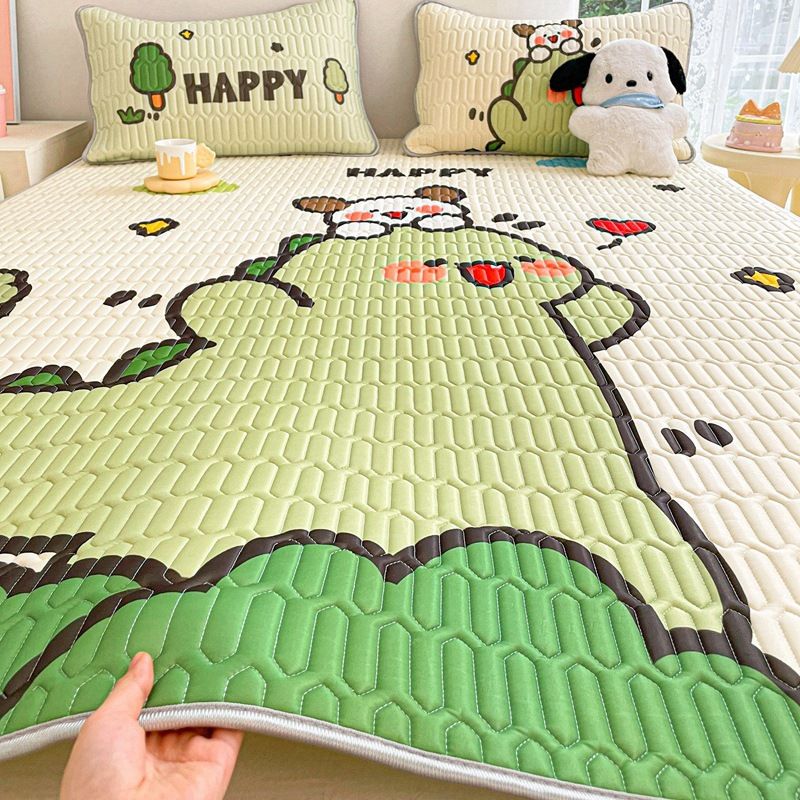 120*200cm 2p Set Latex Bedding Mat Summer Cool Silky Pillow Case Breathable Antibacterial Foldable Washable Kids Gift
