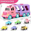 Carrier Truck Toy 7in1 Toddler Girl Bus Friction Power Cars Light Sound Birthday Christmas Gifts Kids Ages 3+ Car Construction Vehicles