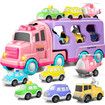 Carrier Truck Toy 7in1 Toddler Girl Bus Friction Power Cars Light Sound Birthday Christmas Gifts Kids Ages 3+ Car Construction Vehicles