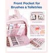 Travel Toiletry Bag,Lightweight Large Wide-open Travel Bag for Women,Puffy Cosmetic Makeup Bag Organizer with Handle for Accessories,Essentials,Toiletries,Pink