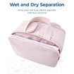 Travel Toiletry Bag,Lightweight Large Wide-open Travel Bag for Women,Puffy Cosmetic Makeup Bag Organizer with Handle for Accessories,Essentials,Toiletries,Pink