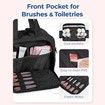 Travel Toiletry Bag,Lightweight Large Wide-open Travel Bag for Women,Puffy Cosmetic Makeup Bag Organizer with Handle for Accessories,Essentials,Toiletries,Black