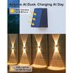 2Pcs Solar Outdoor Wall Lights Up and Down,Outdoor Lamp Solar Wall Sconces Lights, IP65 Waterproof Solar Exterior Lights for House Garage Garden Yard Porch, Warm White