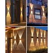 2Pcs Solar Outdoor Wall Lights Up and Down,Outdoor Lamp Solar Wall Sconces Lights, IP65 Waterproof Solar Exterior Lights for House Garage Garden Yard Porch, Warm White