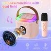 Karaoke Machine for Kids, Mini Portable Bluetooth Karaoke Speaker with 2 Wireless Mics, Gifts Toys for Girls Boys Family Home Party,Birthday Party (Pink）