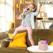 Karaoke Machine for Kids, Mini Portable Bluetooth Karaoke Speaker with 2 Wireless Mics, Gifts Toys for Girls Boys Family Home Party,Birthday Party (Pink）