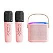 Karaoke Machine for Kids, Mini Portable Bluetooth Karaoke Speaker with 2 Wireless Mics, Gifts Toys for Girls Boys Family Home Party,Birthday Party (Pink）