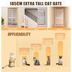 Retractable Safety Gate Pet Dog Cat Extra Tall Fence Enclosure Barrier Safe Guard Fencing for Doorway Stairs 190 to 250cm