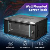 4U Network Server Cabinet Wall Mount Data Rack Enclosure 19 Inch Deep with Locking Glass Door Removable Side Panels for IT Computer Equipment