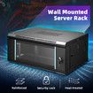 4U Network Server Cabinet Wall Mount Data Rack Enclosure 19 Inch Deep with Locking Glass Door Removable Side Panels for IT Computer Equipment
