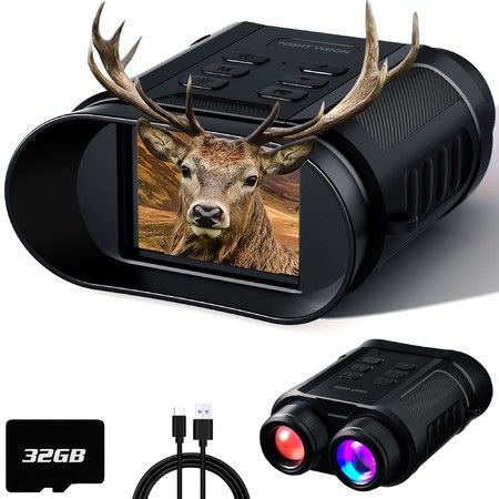 Night Vision Goggles,5W Upgraded 4K HD IR Binoculars,8X Digital Zoom,Rechargeable Binoculars with Camera Built In,32GB Card to Save Photos and Videos