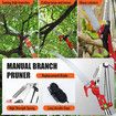 Manual Pole Saw Tree Pruner Extendable Branch Pruning Trimmer Trimming Cutter with 8 Fibreglass Rods Sharp Steel Blades Scissors