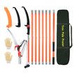 Manual Pole Saw Tree Pruner Extendable Branch Pruning Trimmer Trimming Cutter with 8 Fibreglass Rods Sharp Steel Blades Scissors