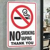 5 Pack No Smoking Vaping Sign Sticker UV Protected Indoor Outdoor Business Safety Signs