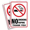 5 Pack No Smoking Vaping Sign Sticker UV Protected Indoor Outdoor Business Safety Signs