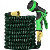 Expandable Garden Hose 50ft with 10 Function Nozzle Sprayer,Lightweight Flexible Water Hose with Durable Collapsible Latex Core Solid Brass Fittings (15M Green)