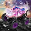 Remote Control Dragon Monster Truck 2.4GHz Stunt Car RC Toys Light Sound All Terrain Indoor Outdoor for Kids Color Purple