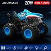 Stunt RC Monster Truck Toy Shark Remote Control 2.4GHz Light Sound All Terrain Car Offroad Vehicle Kids Indoor Outdoor Gift Blue