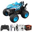 Stunt RC Monster Truck Toy Shark Remote Control 2.4GHz Light Sound All Terrain Car Offroad Vehicle Kids Indoor Outdoor Gift Blue