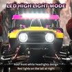 1:14 4WD RC Truck 2.4GHz Remote Control LED HEAD LIGHTS Toy Cars Off Road Vehicle Climbing Racing OffRoad All Terrain Monster TruckDual Batteries