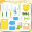 Kids Cooking Set 17PCS Real Montessori Kitchen Tools Toddlers Safe Knives Educational Ages 3+ Practical Skill Development Kit
