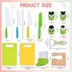 13 Pcs Montessori Kitchen Tools for Kids Age 3 to 10, Cooking Sets Real-Toddler Toys Set for Real Cooking with Plastic Toddler Safe Knives Crinkle Cutter Kids Cutting Board