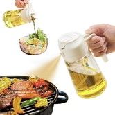 Oil Sprayer,2 in 1 Olive Oil Dispenser Bottle,450ml Premium Glass Oil Bottle (White)