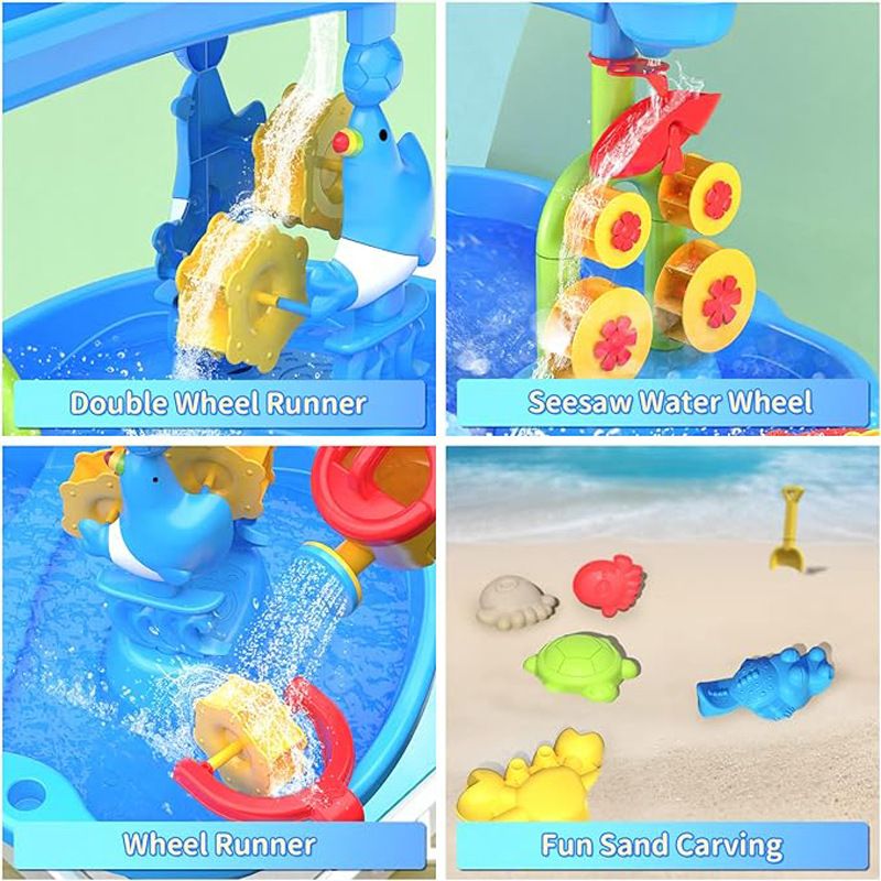 3in1 Sand Water Table Kids Beach Summer Sandbox Table Outdoor Activity