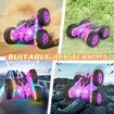 Remote Control Car, RC Car Toys with Lights and Headlights Car Toys Double-Sided 360 Degree Rotating 4WD Drift Truck for Boys Girls Birthday Gift (Purple)