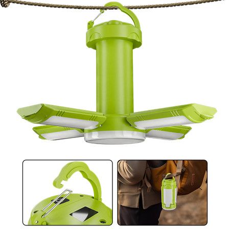Portable LED Camping Lantern Rechargeable for Power Outages Emergency Battery Operated Tent Light Phone Charger with 4 Light Modes for Outdoor Hiking Color Green