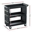 Giantz 3-Tier Tool Cart Storage Trolley Workshop Garage Pegboard Hooks Black