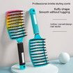 Boar Bristle Curved Hair Brush For Detangling Wet Or Dry Long Thick Hair Color Gradient Blue