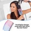Boar Bristle Curved Hair Brush For Detangling Wet Or Dry Long Thick Hair Color Gradient Blue