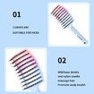 Boar Bristle Curved Hair Brush For Detangling Wet Or Dry Long Thick Hair Color Gradient Blue