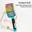 Boar Bristle Curved Hair Brush For Detangling Wet Or Dry Long Thick Hair Color Coloful