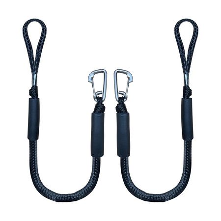 2Pcs 4FT Bungee Dock Line Boat Ropes for Docking Line Mooring Rope with Stainless Steel Clip Accessories for Boats