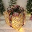 Set of 3 Christmas Light Gift Boxes Decorations LED Light Up AAA Battery Power Tree Ornament Indoor Outdoor Holiday Party Home Yard Size 15CM 20CM 25CM